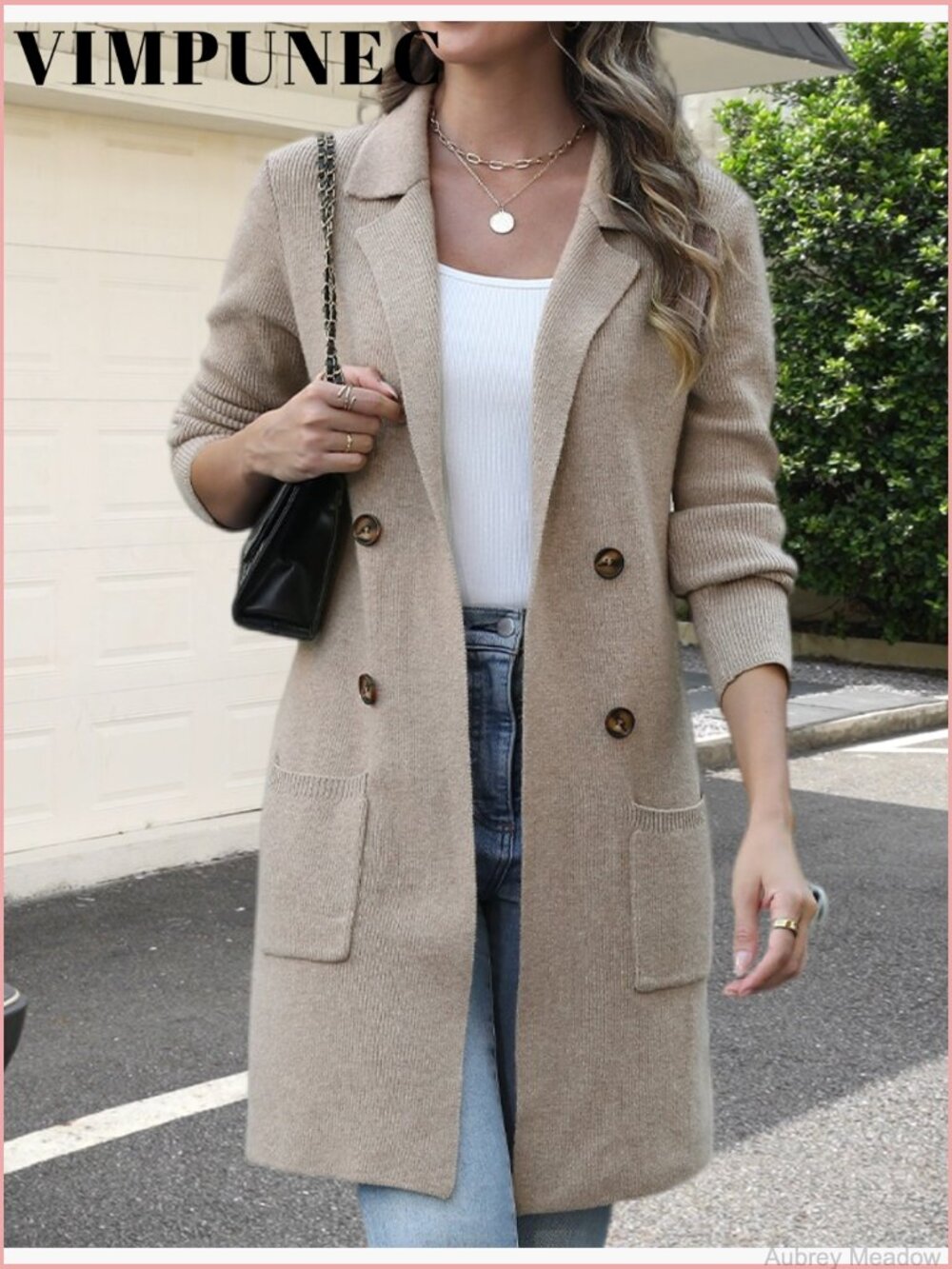 Open Front Long Cardigan Sweater Casual Knit Coatigan with Pockets - Picture 6 of 6